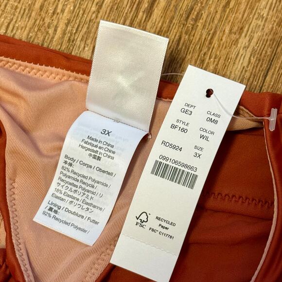 J. Crew Burnt Orange Active Longline Swim Top Size 3X - Picture 7 of 8